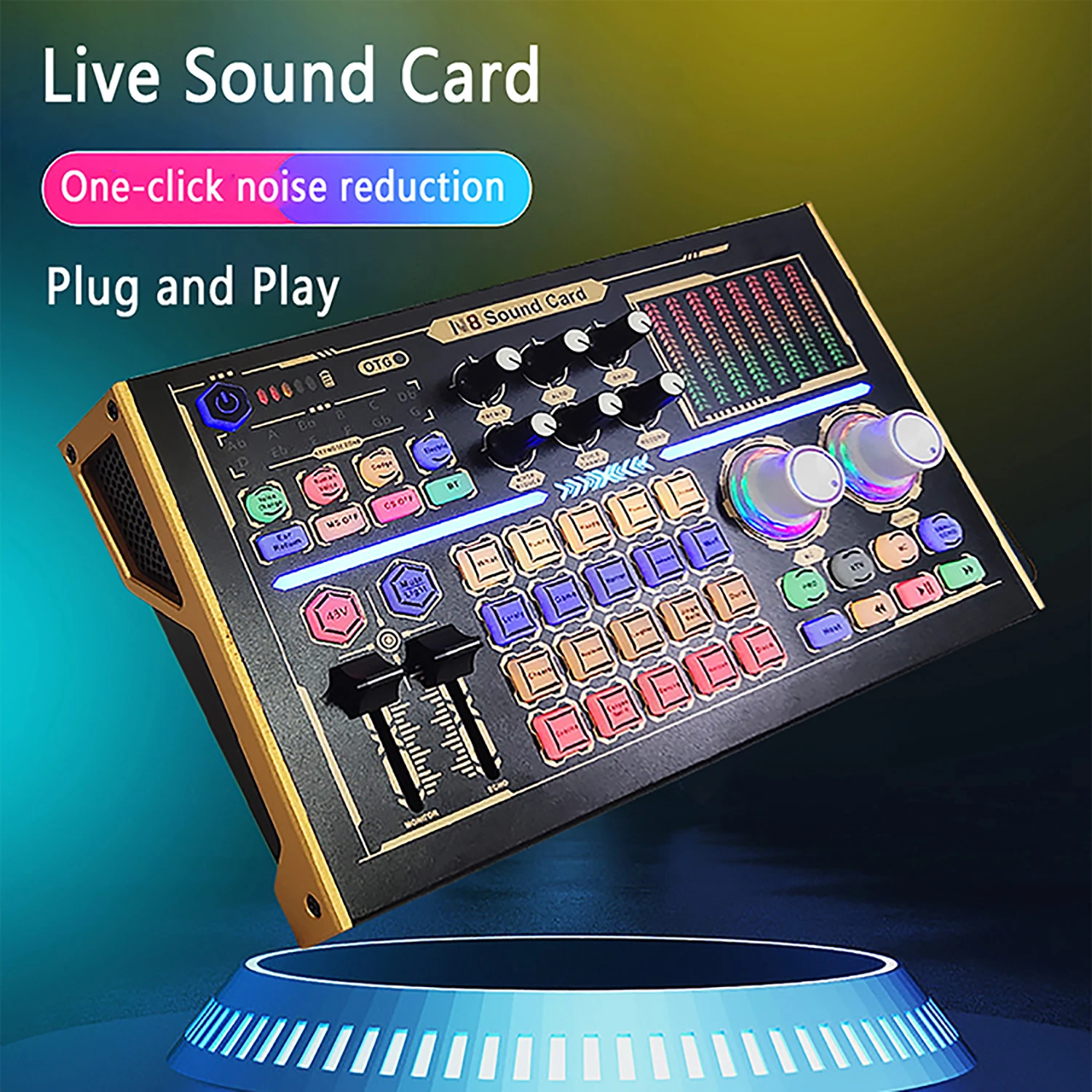 

GAX-N8 household mobile phone and computer live broadcast sound card, English version external USB Bluetooth sound card