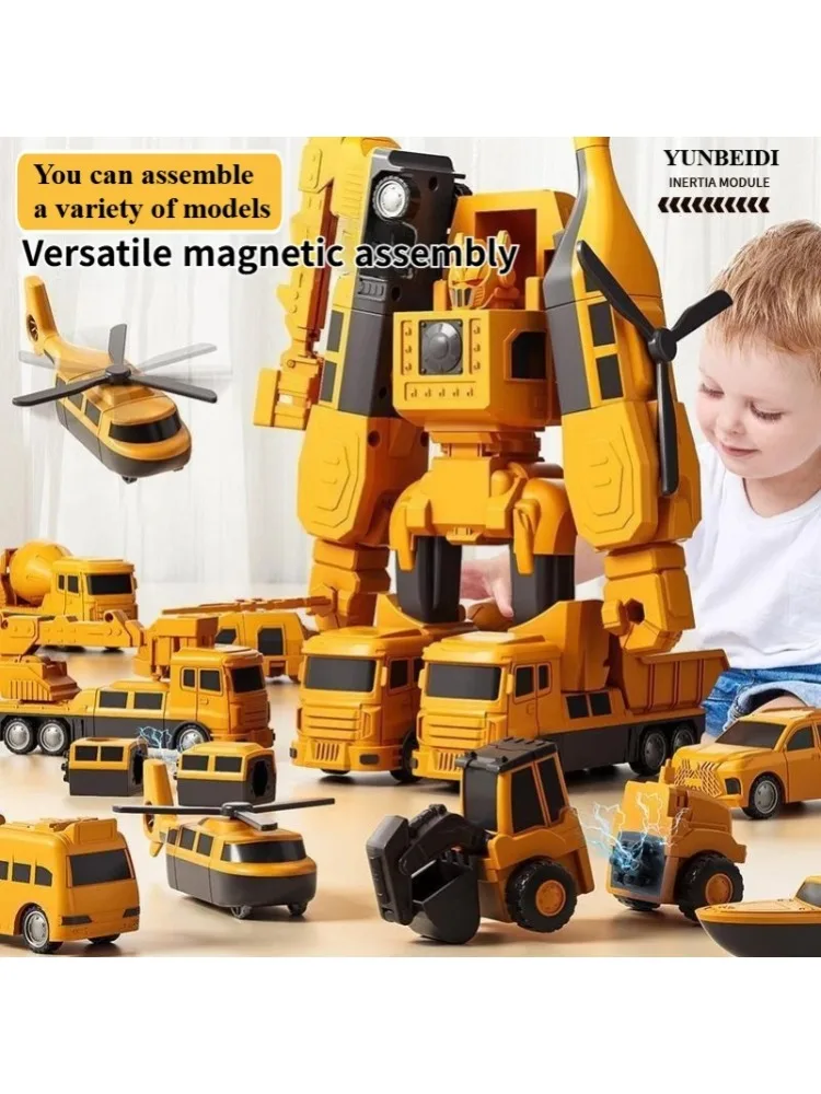 Zestaw Magnetycznych Klocków Konstrukcyjnych dla Dzieci - Samochód Robot z Możliwością Transformacji, Wielostylowe Puzzle, Zabawka Maszynowa Mech, Prezent — 2