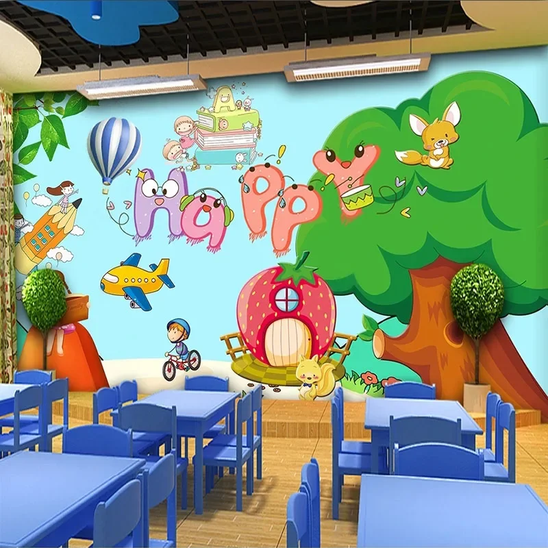 Custom 3D Modern Children's Room Amusement Park Cartoon Backdrop Wallpaper For Bedroom Wall Papel De Parede Tapety Fresco Tapiz