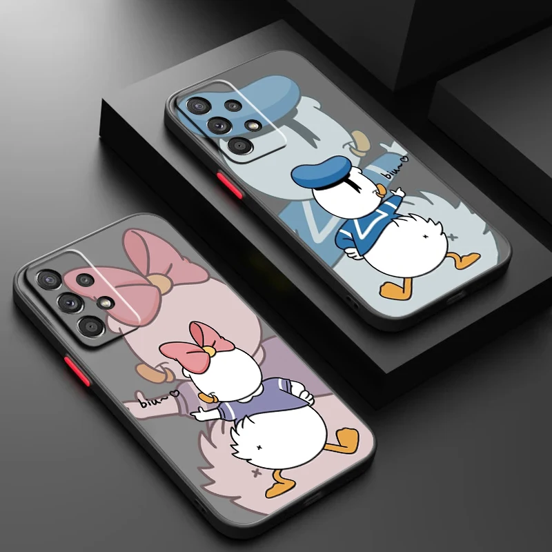 Disney Cute Donald Duck For Samsung A53 A52 A33 A32 A51 A71 A21S A13 A73 A50 A22 A12 A72 5G Frosted Translucent Phone Case