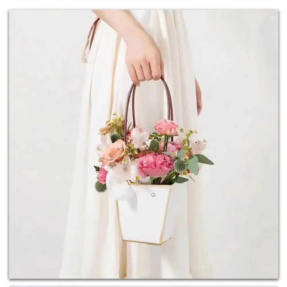 Kraft Paper Bags Flowers Bouquet Gift Bag Solid Color Waterproof Wrap Bag for Valentine\'s Day Wedding Decor Graduation Supplies