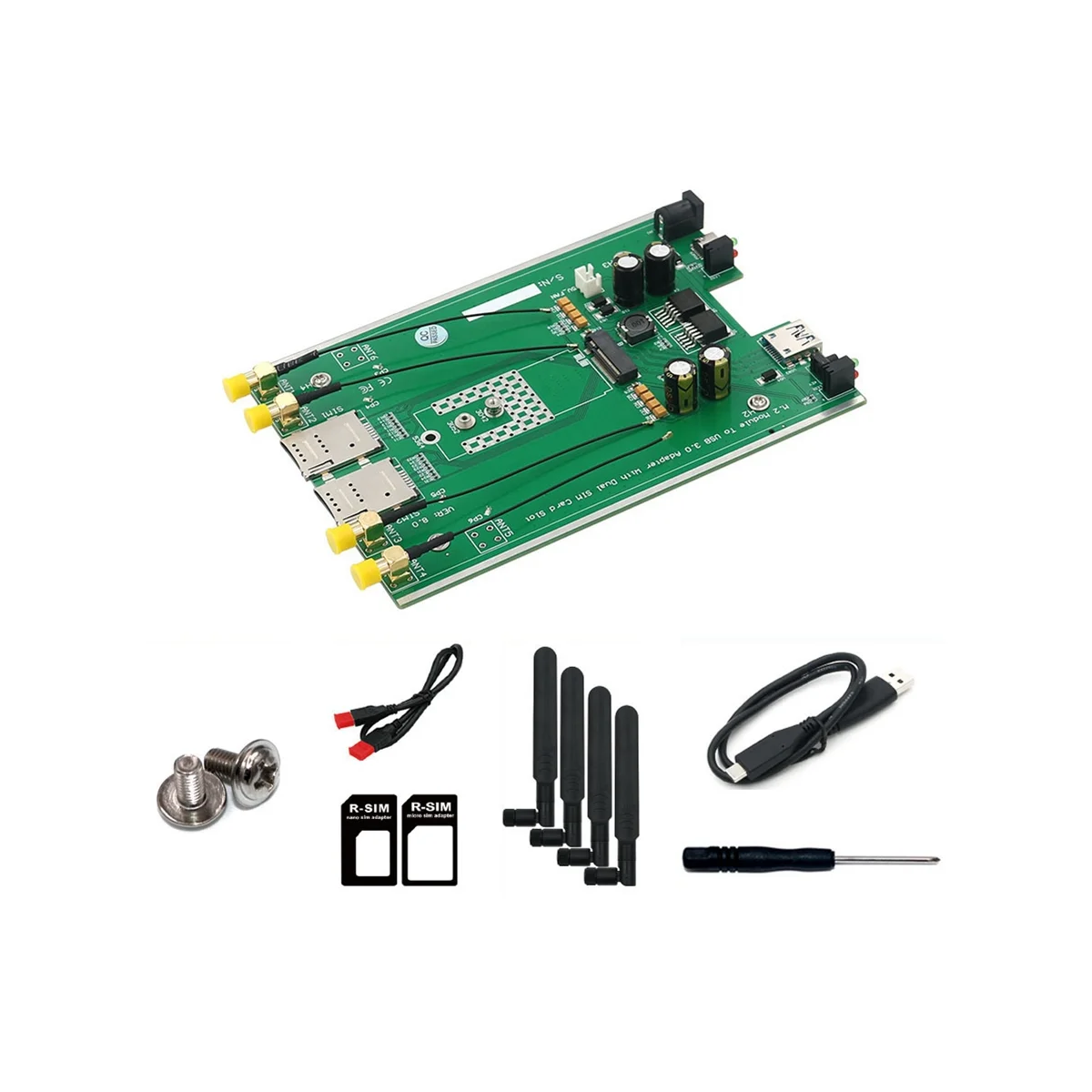 Adaptateur M.2(NGFF) 3G/4G/5G vers USB 3.0, avec double fente et antenne 4x graphite G/5G pour Thom500Q GM800 SIM8200 5G