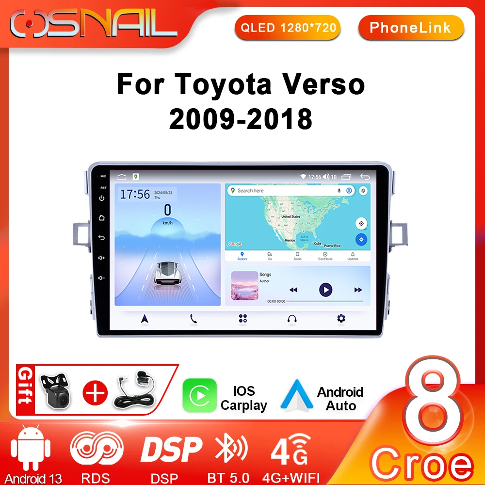 

COSNAIL Android Auto Radio For Toyota Verso EZ Radio 2009 - 2018 Car Multimedia Video Player GPS Stereo Navi Carplay No 2din DVD