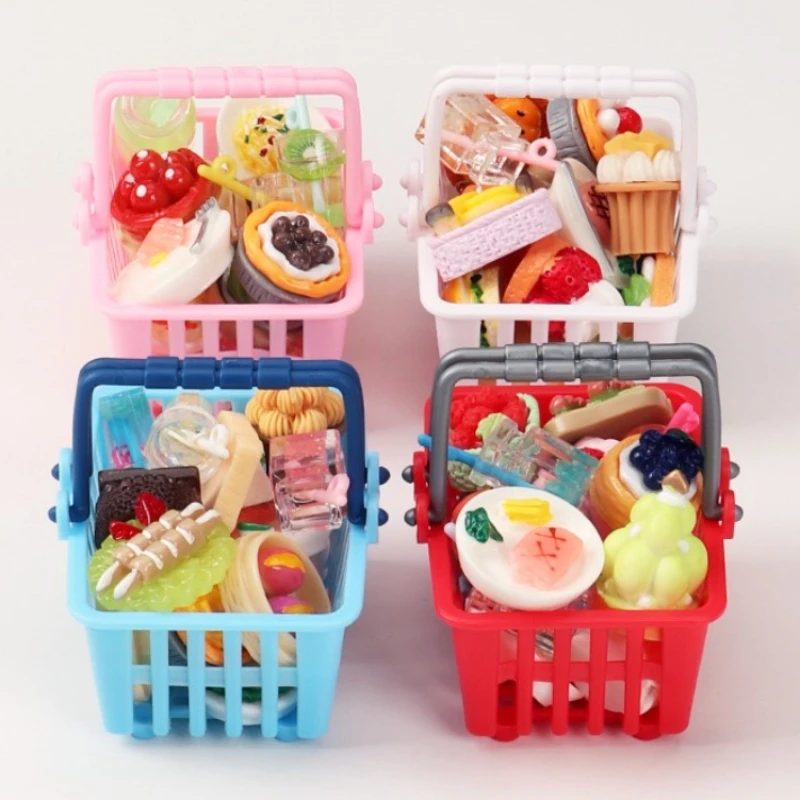 5/10/20pcs Mini Shopping Basket Plastic Miniature Decor Dollhouse Simulation Mini Figures Toys Accessories Storage Baskets Cute