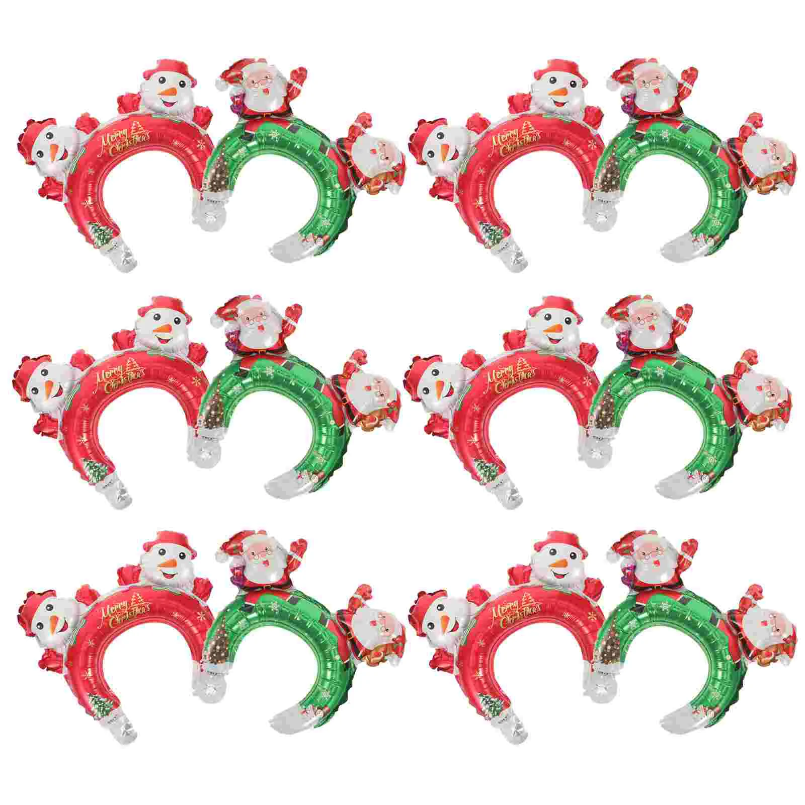 

20 Pcs Christmas Headbands Balloons Aluminum Film Party Favors Hair Decor Accessories Cute Inflatable Photo Props Holiday Theme