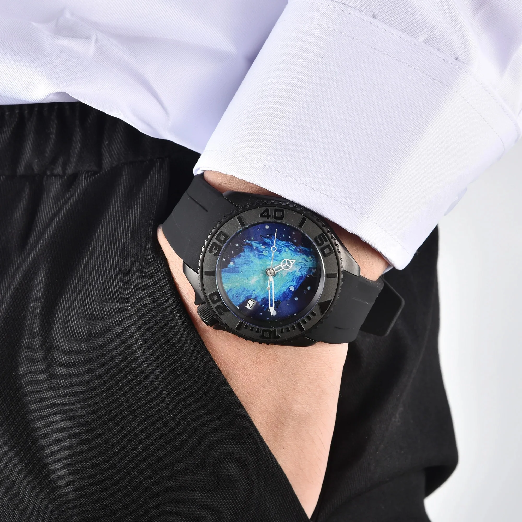 41mm 007 Automatic Mechanical Man Watch Fit NH3 Series 34 35 36 Movement Stainless Steel Waterproof Transparent Sapphire Glass