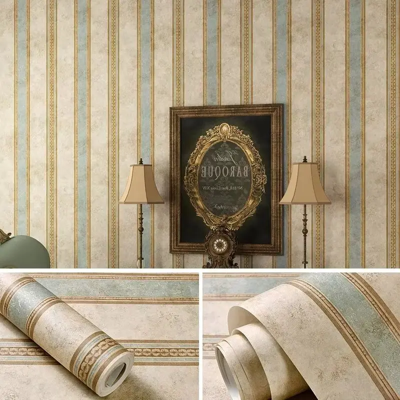 

Винтажные ретро-обои, для гостиной, спальни, кабинета, классические полосатые обои, самоклеящиеся обои, наклейки для декора стен