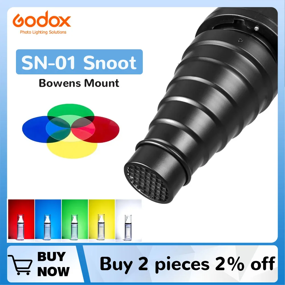 GODOX SN-01 Conical Snoot with Honeycomb Grid 5pcs Color Filter Kit for Bowens Mount Studio Strobe Monolight Photography Flash