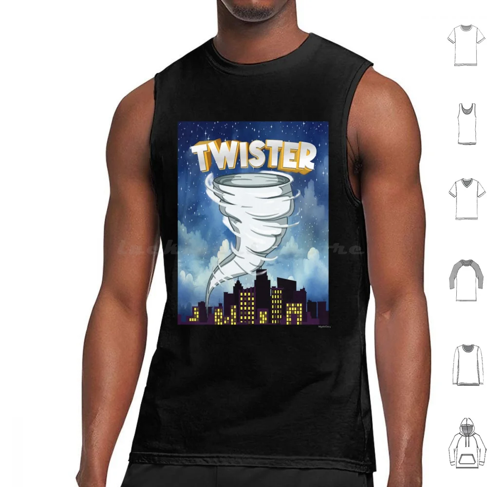 Comic Chaos Twister Town Turmoil camisetas sin mangas chaleco sin mangas Twister cita Twister película dibujos animados Tornado Twister Helen
