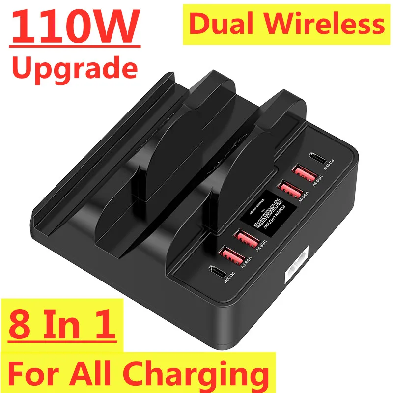 110W USB Charger 8 Port Quick Charge 3.0 Adapter HUB Wireless Charger Charging Station PD Fast Charger For iPhone Samsung Tablet