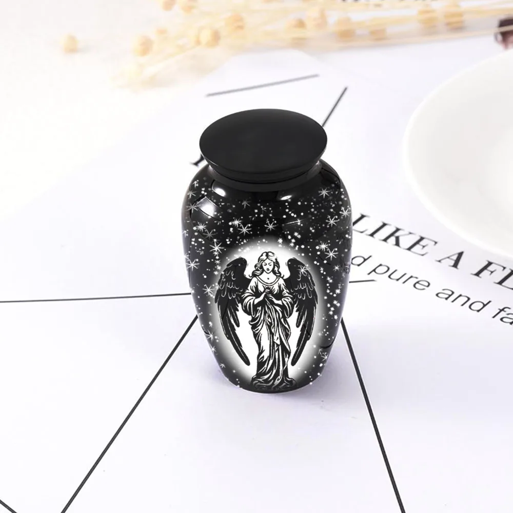 Beautiful Angle Goddess Cremation Urn for Human Ashes Aluminium alloy Funeral Urn for Human Ashes Keepsake-Sparkling Starry Sky