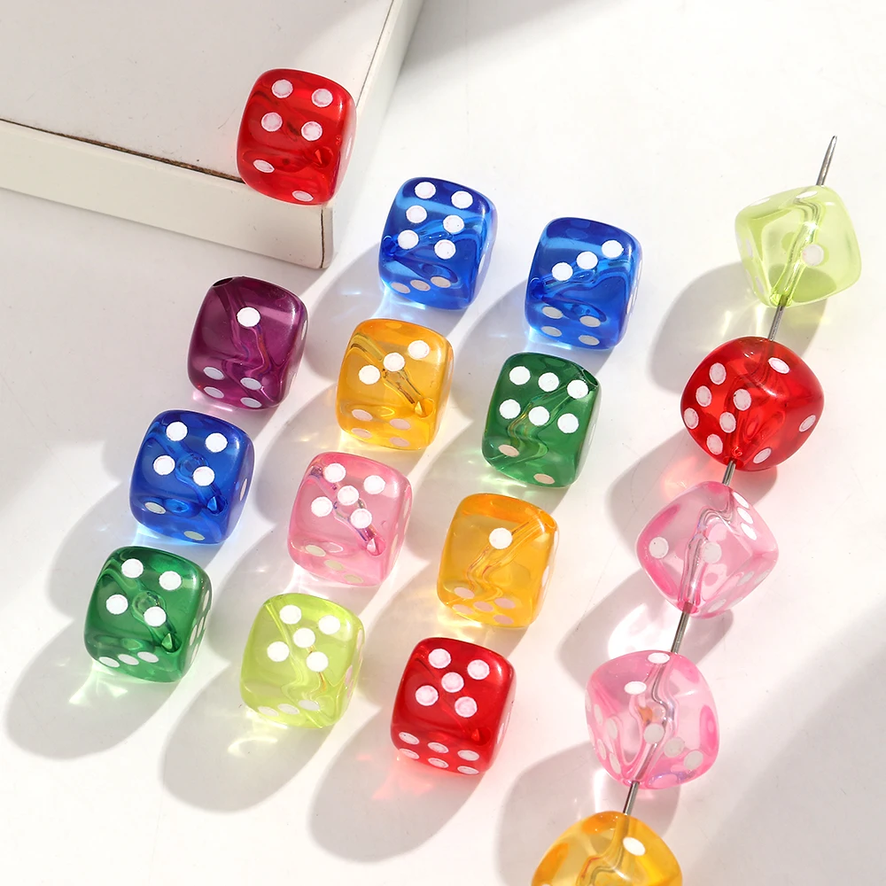 10pcs 15mm Acrylic Dice Beads Multi-Color Square Cube Loose Spacing Jewelry Making DIY Necklace Bracelet Accessories