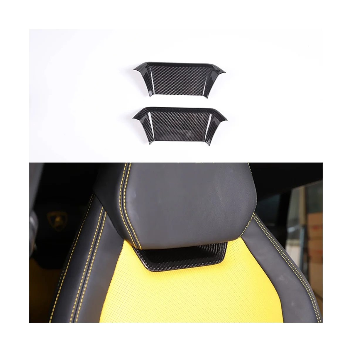 For URUS 2018-2021 Carbon Fiber Car Headrest Front Decorative Cover Protection Accessories