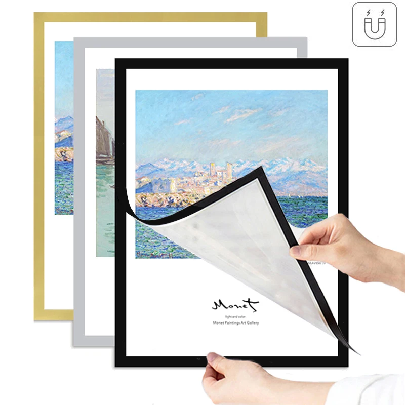 

Magnetic Picture Frame A4/A6 Poster Cover Photo Frame Reusable Gold/Silver/Black Display Rack Hanger for Wall Decor