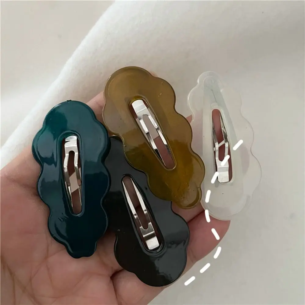 Jelly Color Wave Cloud Hair Clip Personalized Hollow Small Hair Clip Flower Hairpin Headwear Geometric BB Clip Streetwear