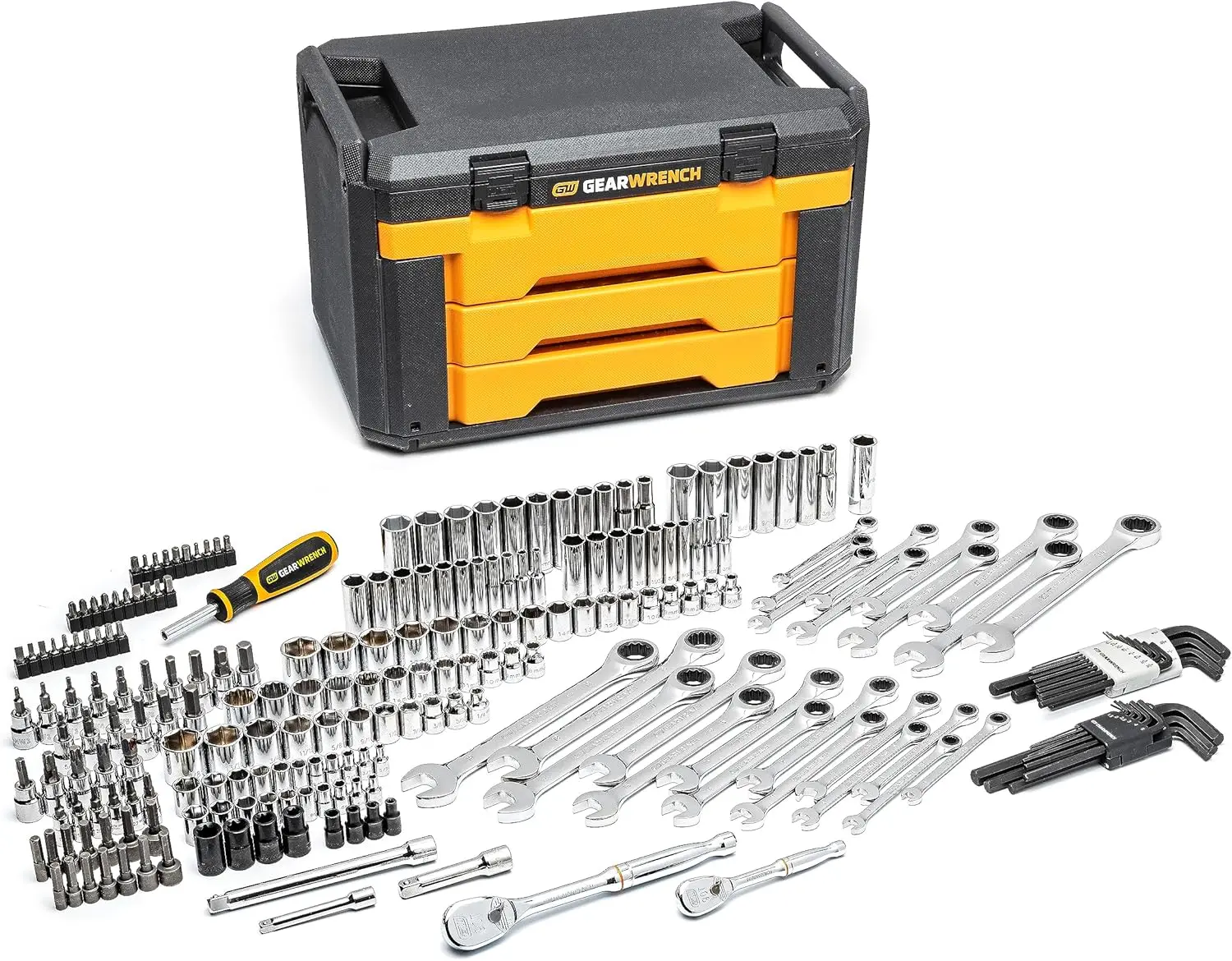 Mechanics Tool Set in 3 Drawer Storage Box, 232 Piece