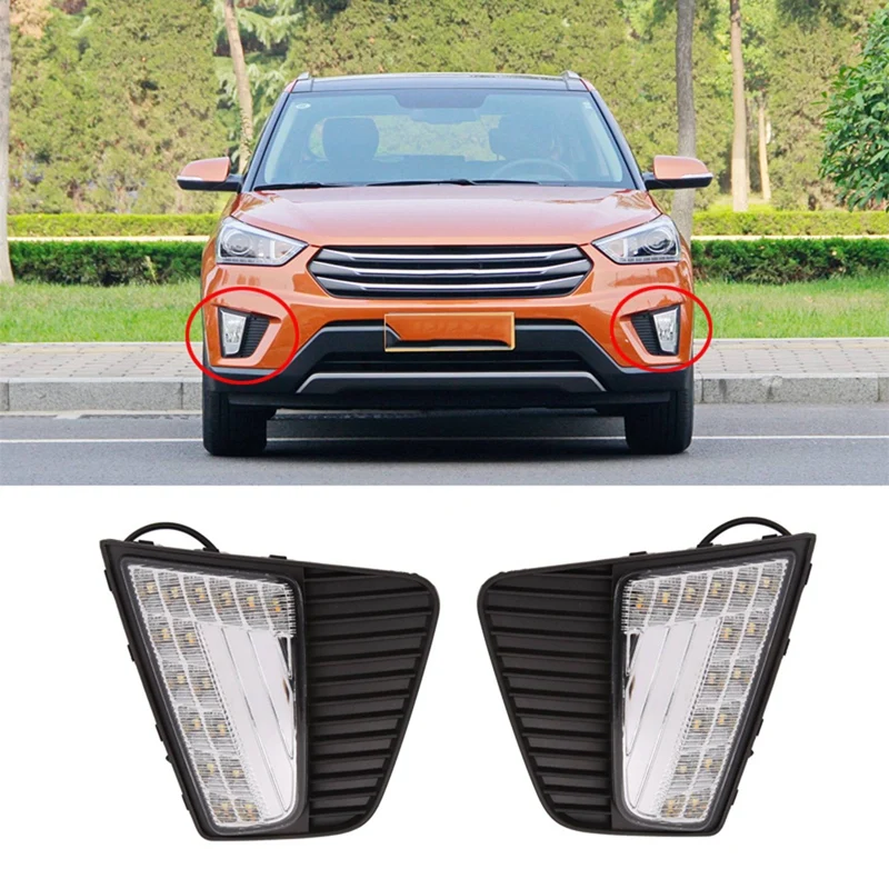 

Car LED Daytime Running Light Fog DRL With Yellow Turning Signal Lamp For Hyundai Creta IX25 2014-2016 00401GC001