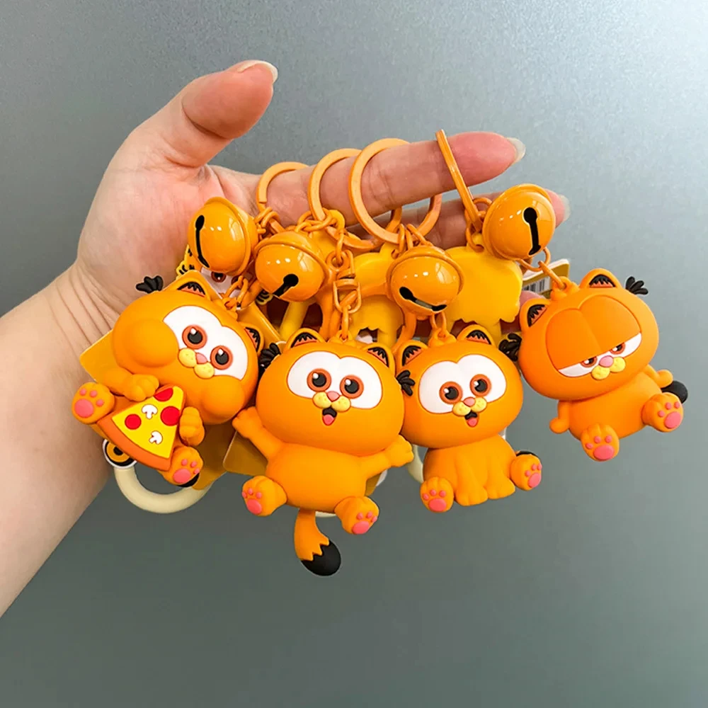 Cute Garfield Keychain Cartoon Cat Doll Car Key Accessory Bag Pendant Decoration Toys Girls Key Ring New Year Gifts