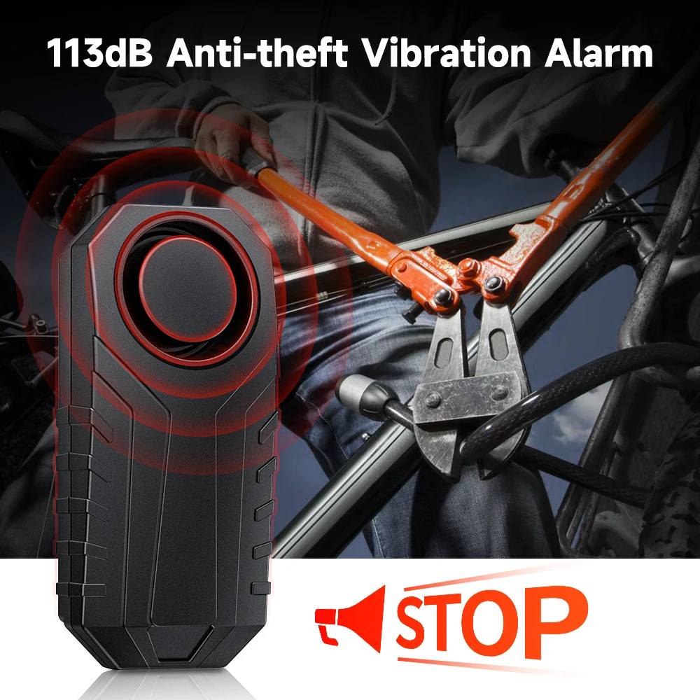 Electop Vibration Fahrradalarm, 700 mAh, elektrischer Motorrad-Einbruchalarm, 113 dB Sound, Sicherheitsschutz, Alarm, wasserdicht