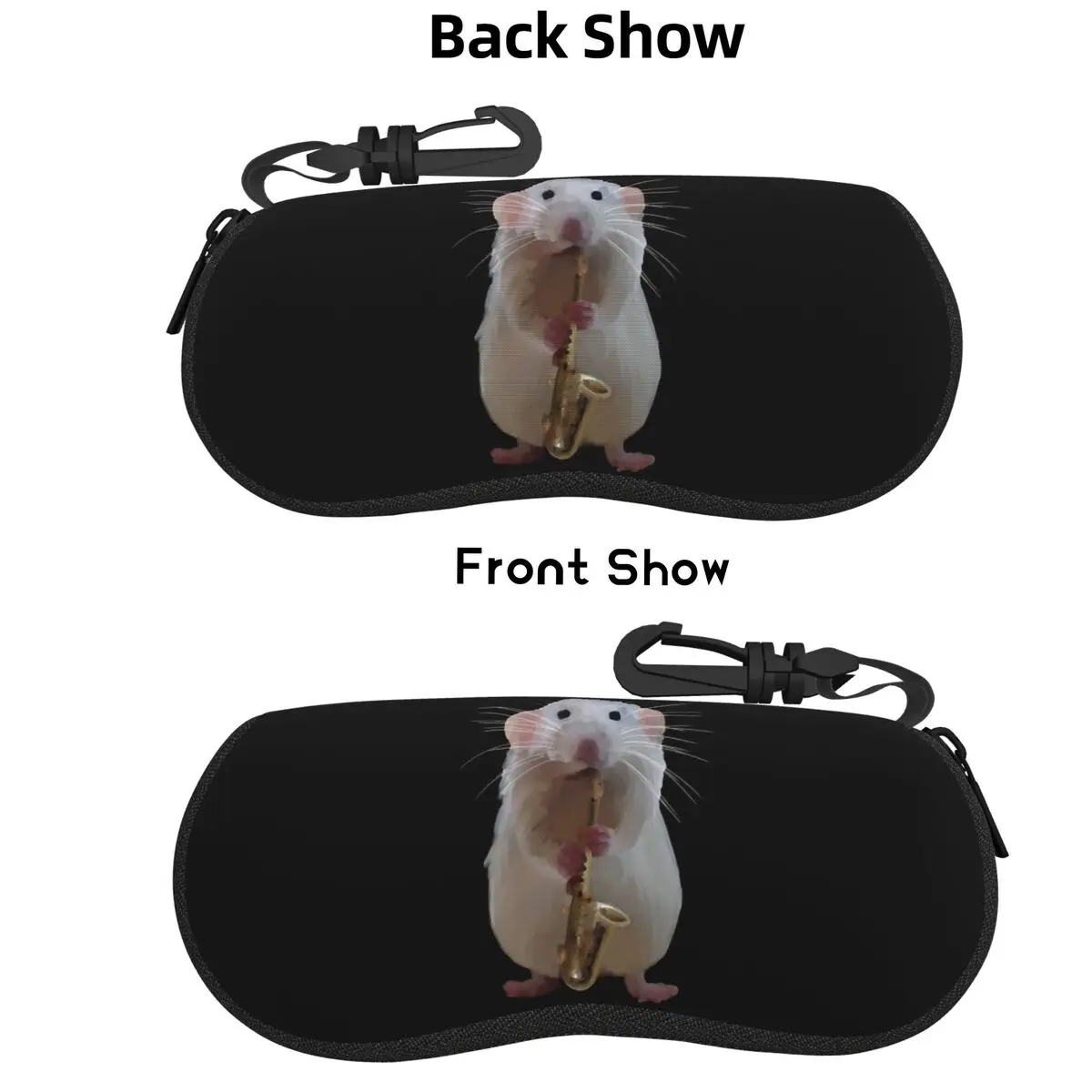 

Rat Playing The Saxophone Shell Glasses Case Portable Sunglasses Box Women Men Soft Eyeglass Bag Pouch