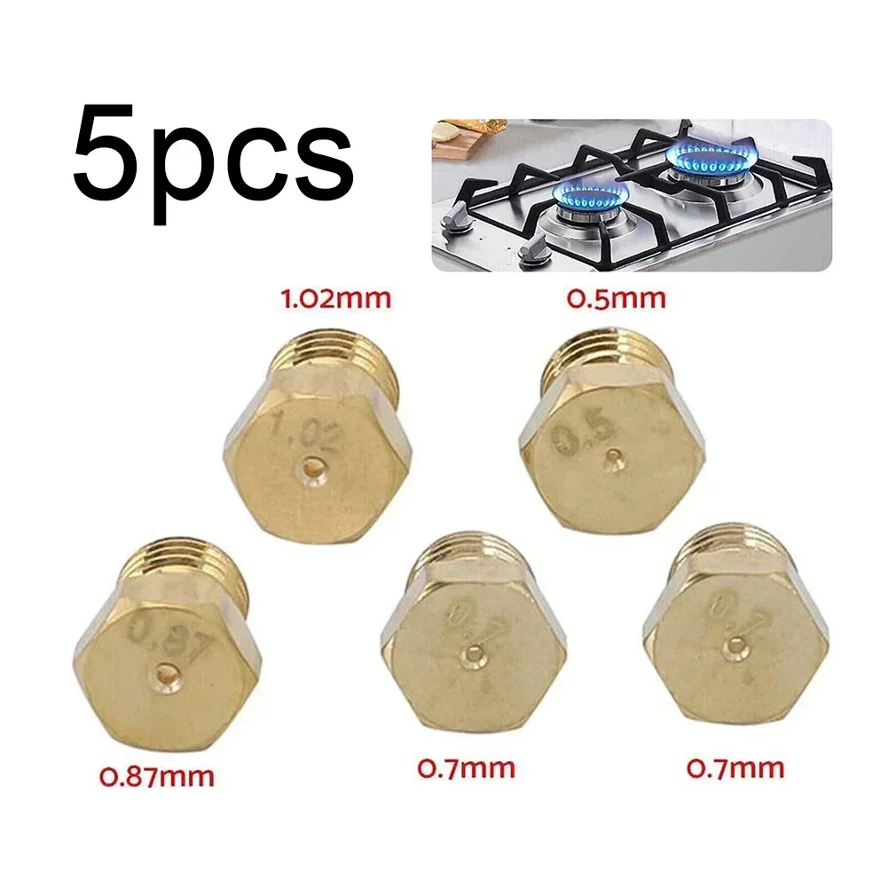 Gas Stove Nozzle Nozzle 5 Pcs For Commercial Gas Stoves Replacement 0.5/0.7/0.7/0.87/1.02 Brand New High Quality