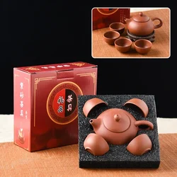 Kung Fu Tea Set [1 Teapot + 4 Cups Set] 150ml Chinese Xi Shi Porcelain Tea Sets Ceramic Yixing Purple Clay Kettle