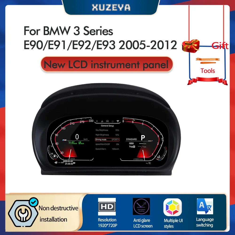 For BMW 3 Series E90/E91/E92/E93 2005-2012 Car Digital Cluster LCD Dashboard Player Cockpit Virtual Instrument