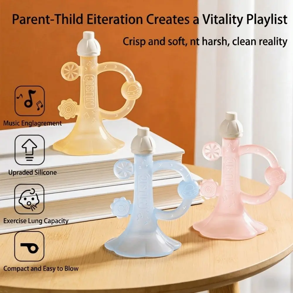 Food-Grade Silicone Small Horn Teether BPA Free Ergonomics Baby Silicone Toy Chewable Anti-Drop Infant Teething Stick