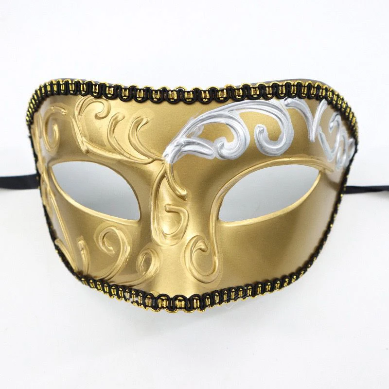 Maski na maskaradę dla mężczyzn wenecki chiński styl Vintage maska koronkowa Retro karnawał Cosplay Mardi Gras Party Halloween Gold Silver