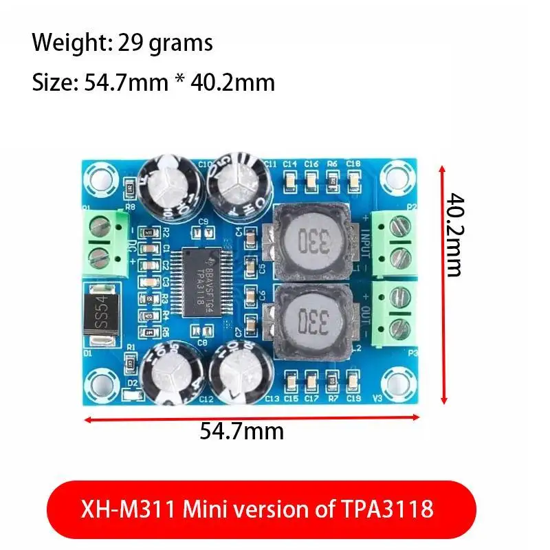 XH-M311 mini version TPA3118 digital audio amplifier board audio power amplifier module mono 60W