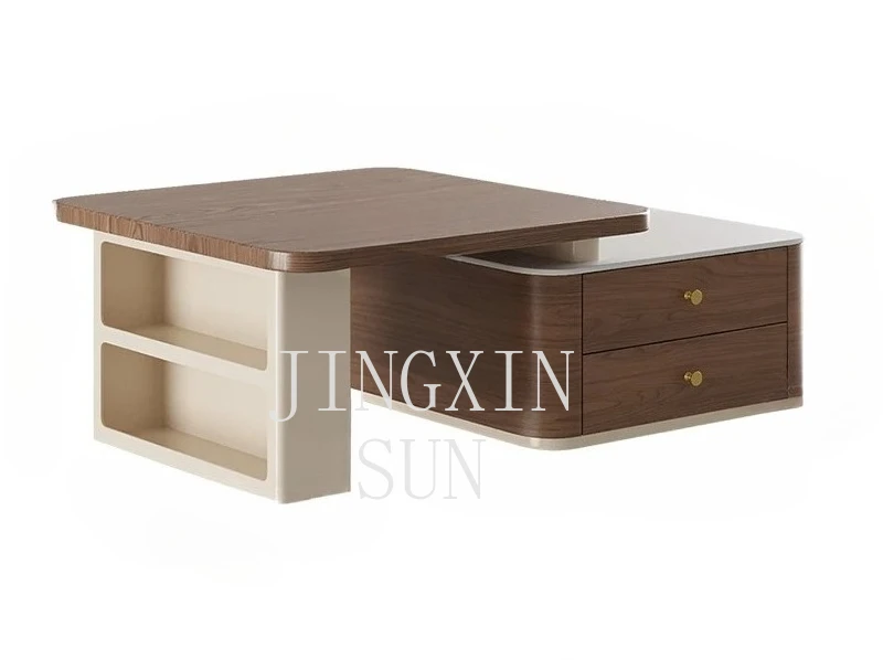 Medieval style solid wood rectangular coffee table combination simple cream style advanced sense