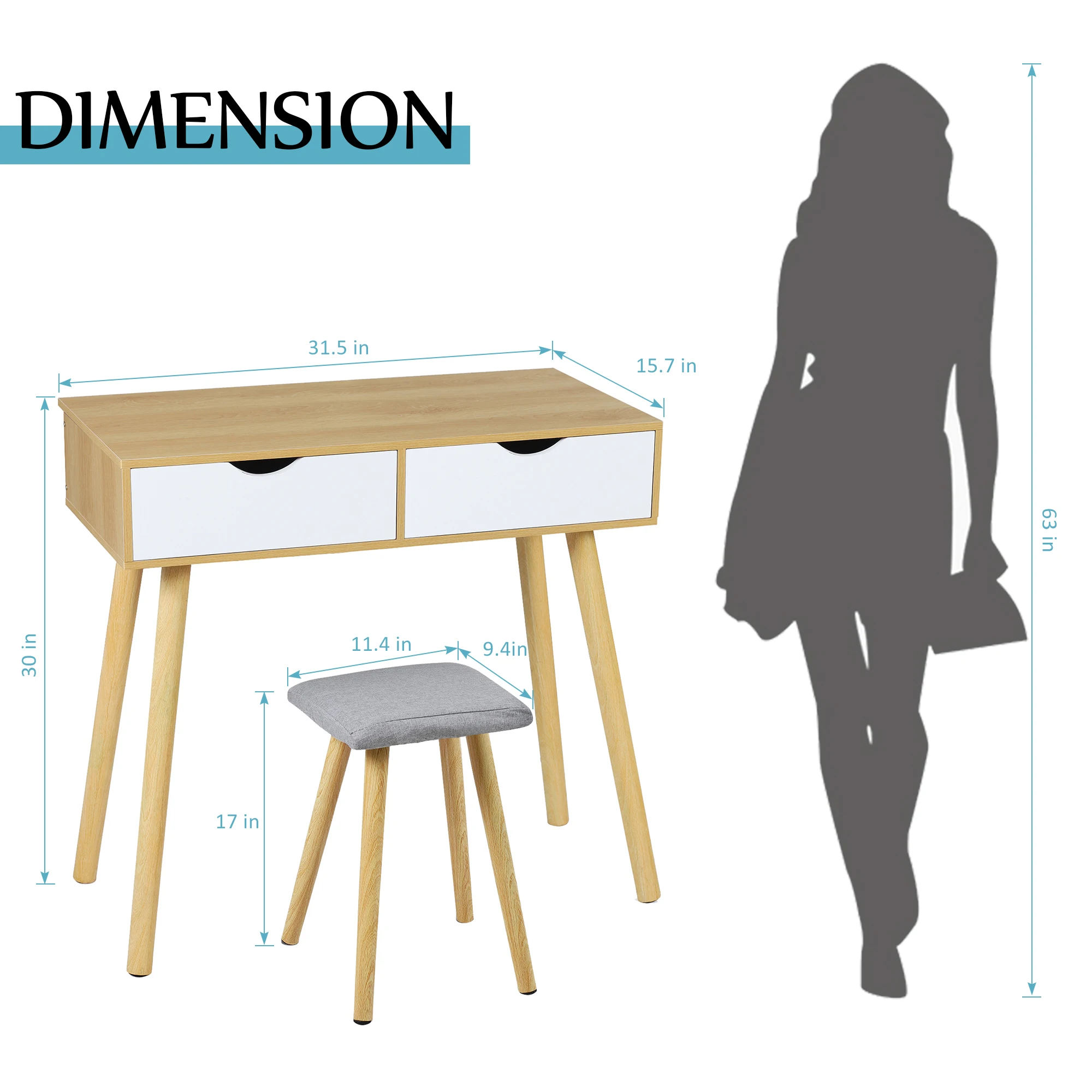 Elegant dressing table with detachable stool - a space saving combination suitable for bedrooms