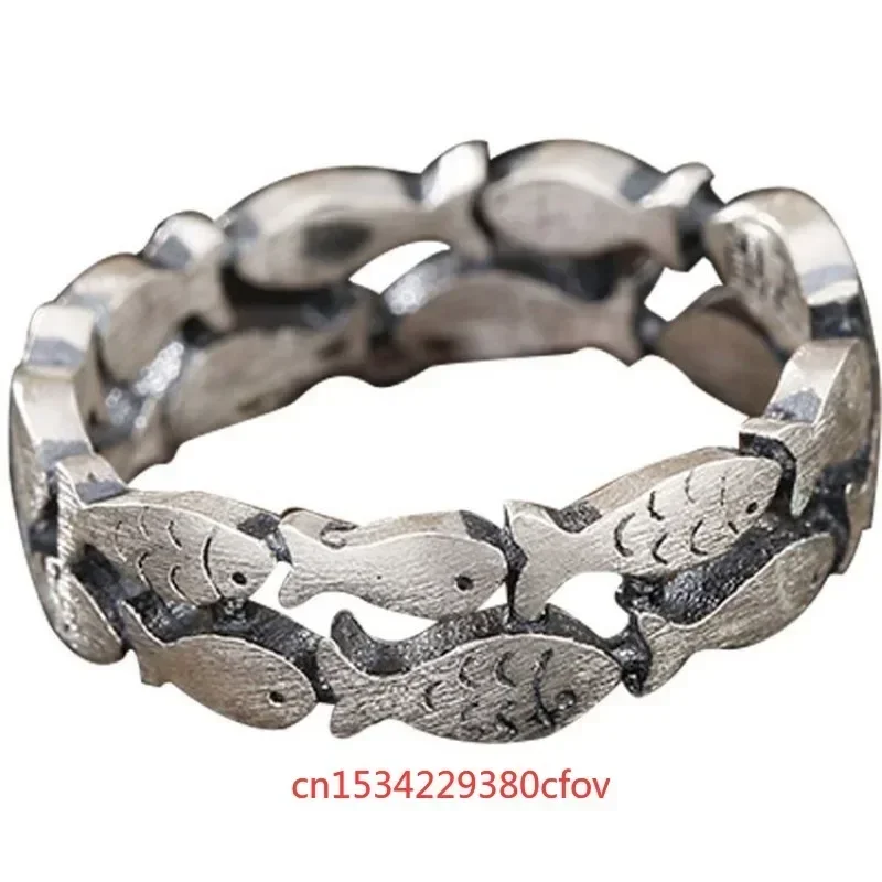 Retro Original Fashion Thai Silver Personality Exquisite Adjustable Ring Hip Hop Trend Handmade Various Styles Punk Gift