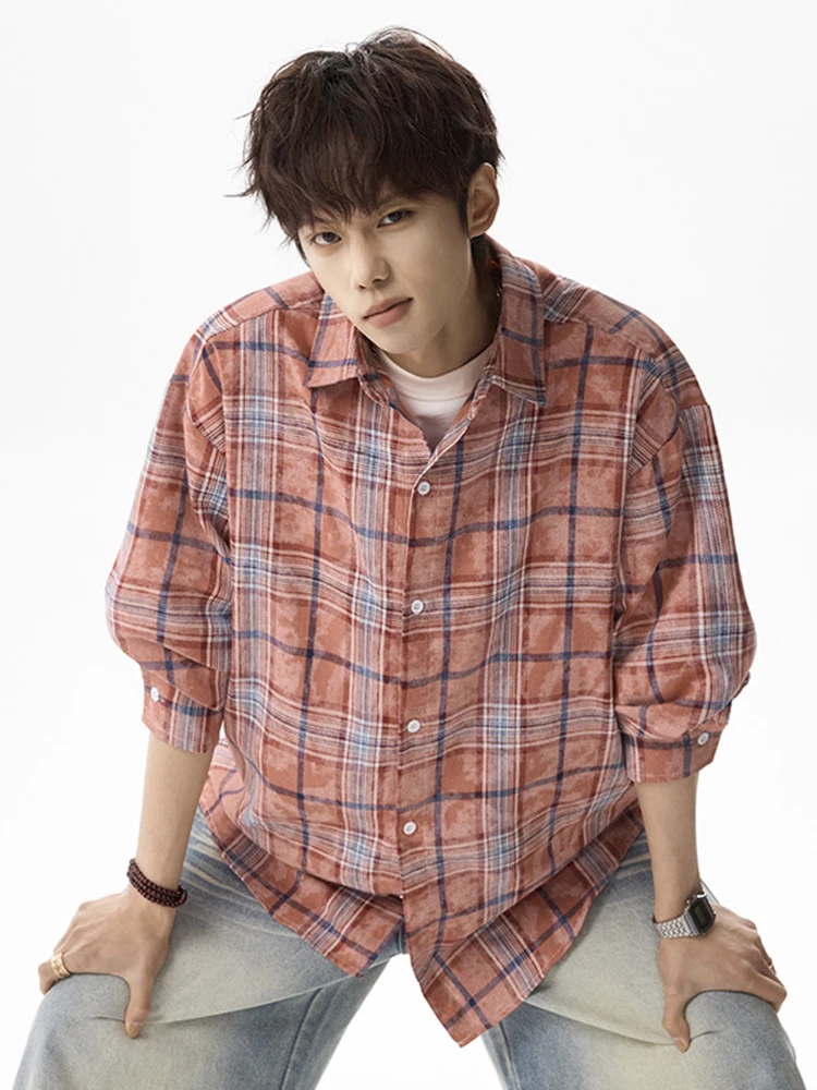 

Мужская свободная повседневная куртка в американском стиле с эффектом тай-дай и клетчатым узором, с длинными рукавами, весенняя новинка, трендовый бренд, крутой свободный крой