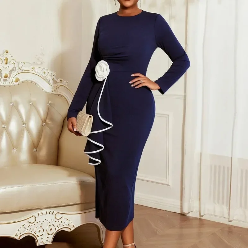 

Elegant Dashiki African Long Sleeve Dress for Women Solid Color plus Size Ankara Outfit Spring 2026 Fashionable Long Dress