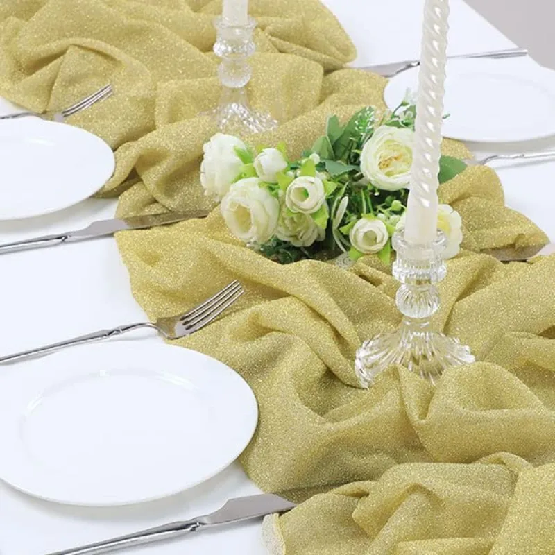 LOMOHOO Transparenter Goldfarbener Tischläufer – 68 X 296 Cm – Mit Glitzer-Pailletten – Romantische Deko Für Hochzeit, Party & Babyparty Babyparty Tischaccessoire