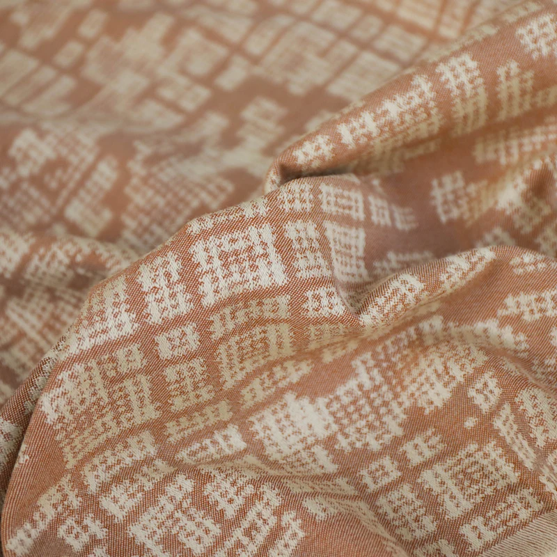 

Изысканная геометрическая ткань из чистой шерсти с вышивкой, желто-коричневая основа, бежевый материал для одежды, рукоделия, домашнего декора, поделок