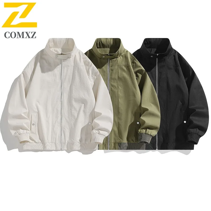 

COMXZ 2025 мужские куртки больших размеров с воротником-стойкой, легкая рабочая одежда для путешествий и пешего туризма, осенняя модная ветровка, пальто