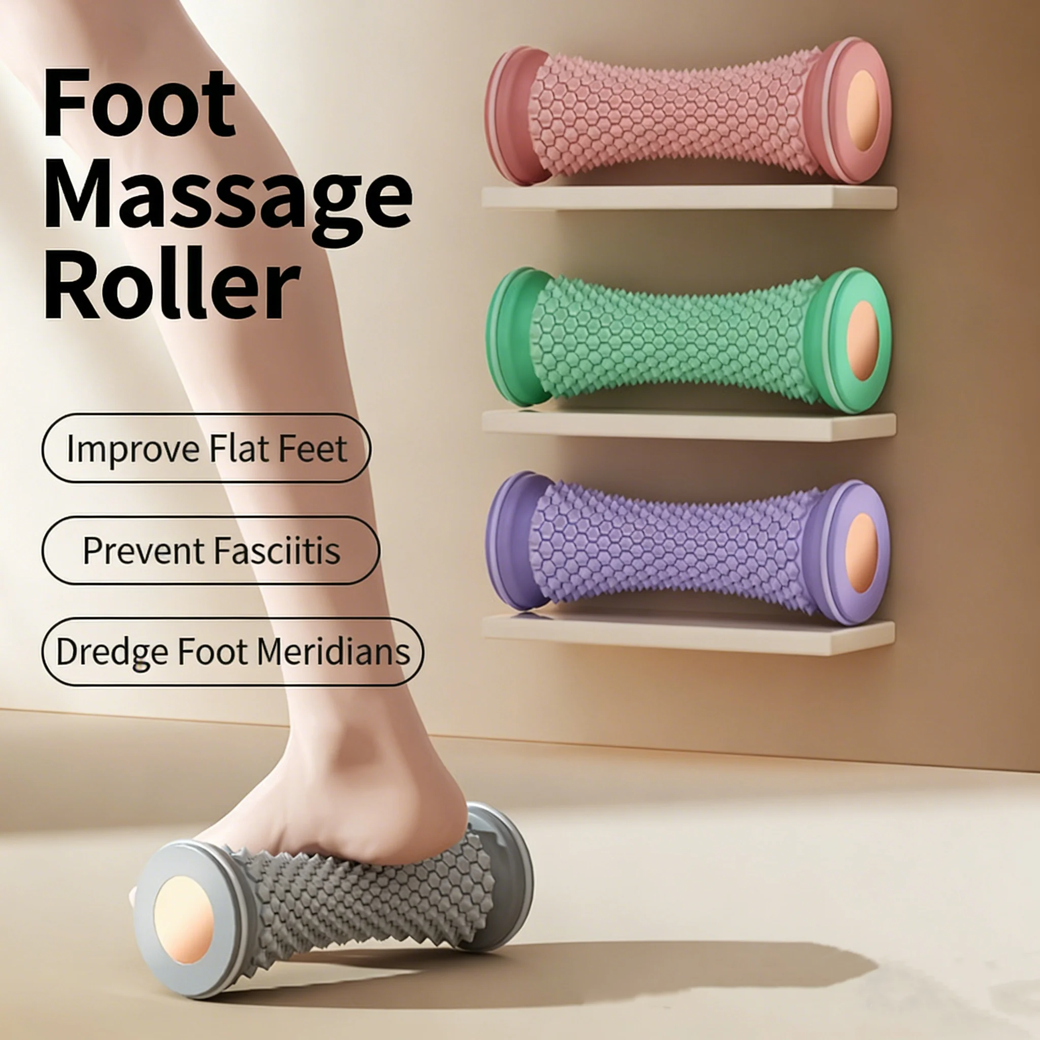 

Foot Massager Massage Roller Yoga Massage Ball Plantar Fascia Roller Muscle Relaxation Care Plastic Manual Foot Massager