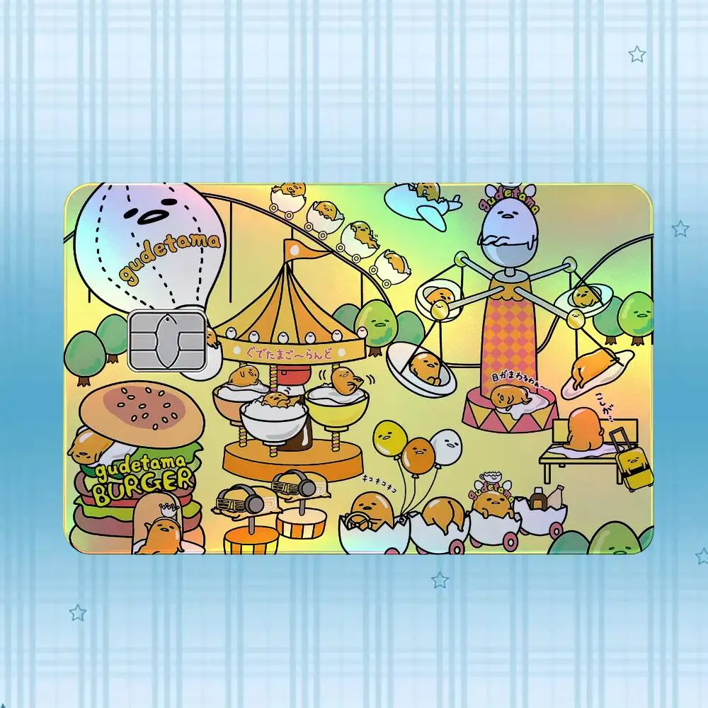 G-Gudetama Laser-Hologramm-Karten-Skin-Aufkleber für Kredit- und Debitkarten – 4 Stück/Set, wasserfester, kratzfester Schutz – Detail 11