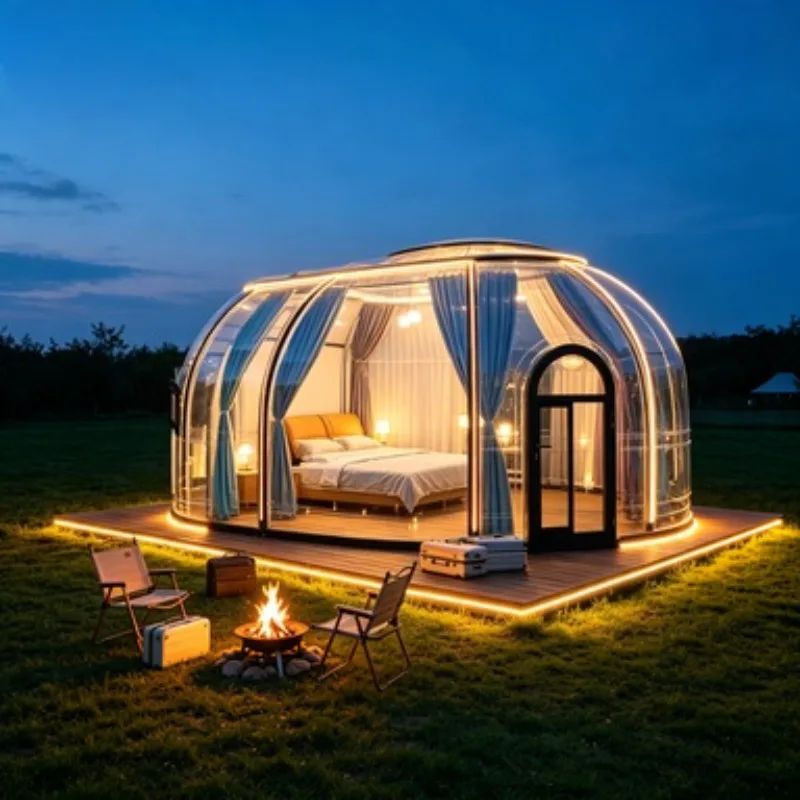 Luxury Waterproof Polycarbonate Dome House, Starry Sky Bubble Room for Eco-Resorts and High-End Glamping Destinations