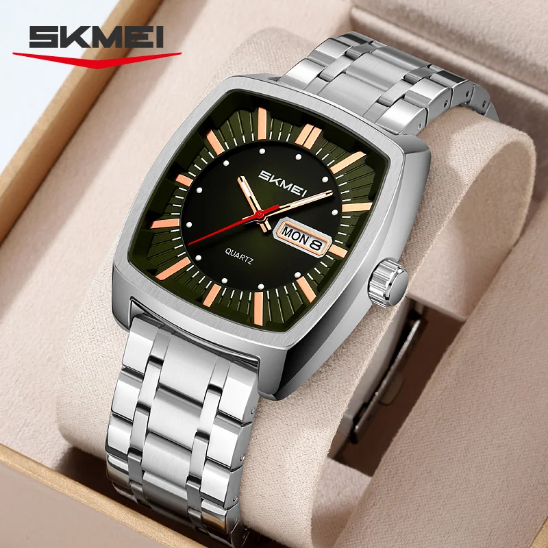 SKMEI 9354 Casual Waterproof Rectangular Quartz Watch Mens Wristwatches Date Week Display Business Clock Male Clock Reloj 2026