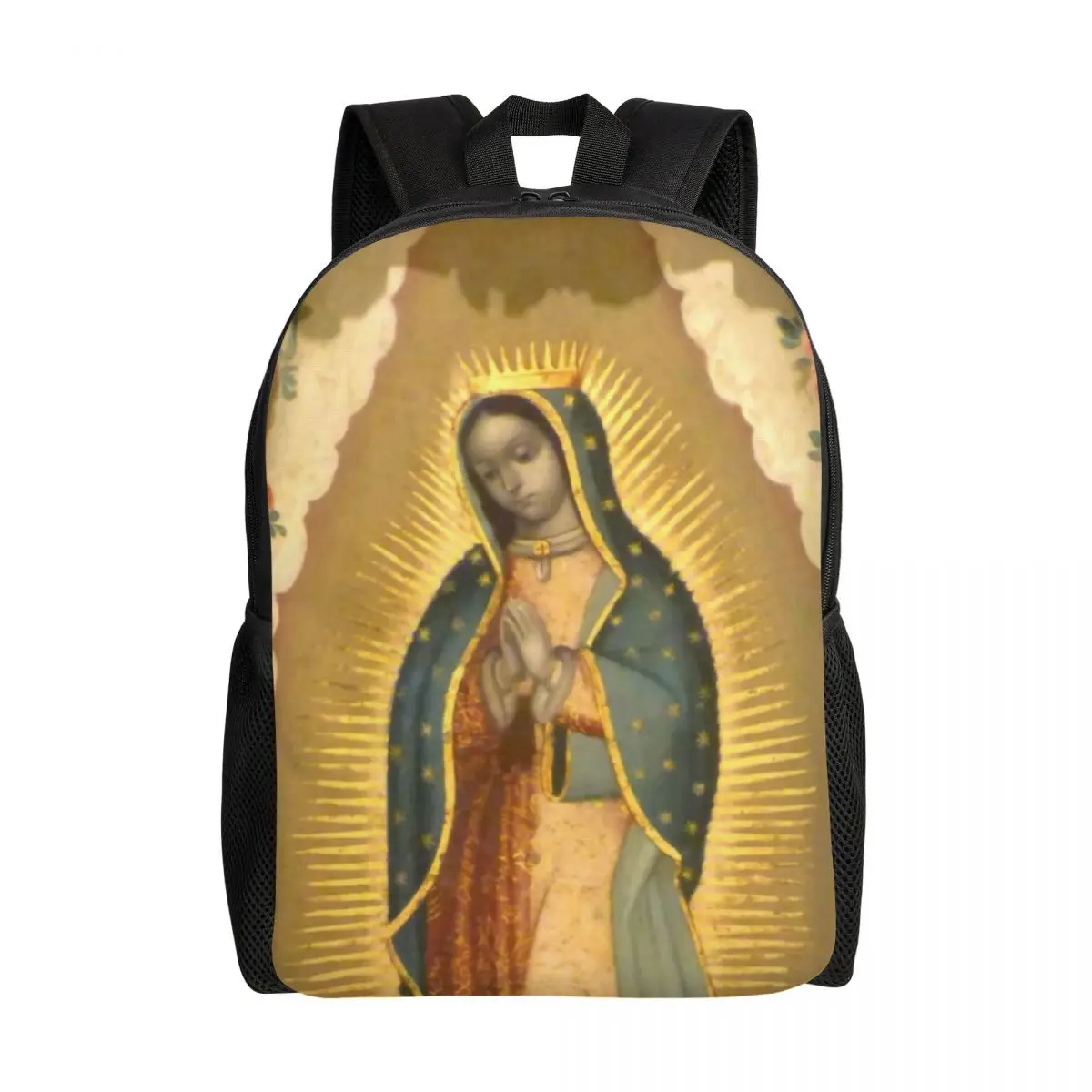 Customized Virgin Of Guadalupe With The Four Apparitions Backpack Men Women Water Resistant College School Bag Print Bookbags