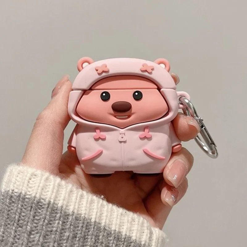 New Cute Pink Zanmang Loopy Cartoon Beaver AirPods Case Kawaii Anime Earphone Protective Shell Airpods1 2 3 Cases Toy Girl Gifts