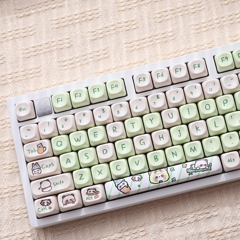 140keys MOA Profile Key caps Five Sided Thermal Sublimation PBT Cute Panda Keycaps for Mechanical Keyboard Custom Keycap