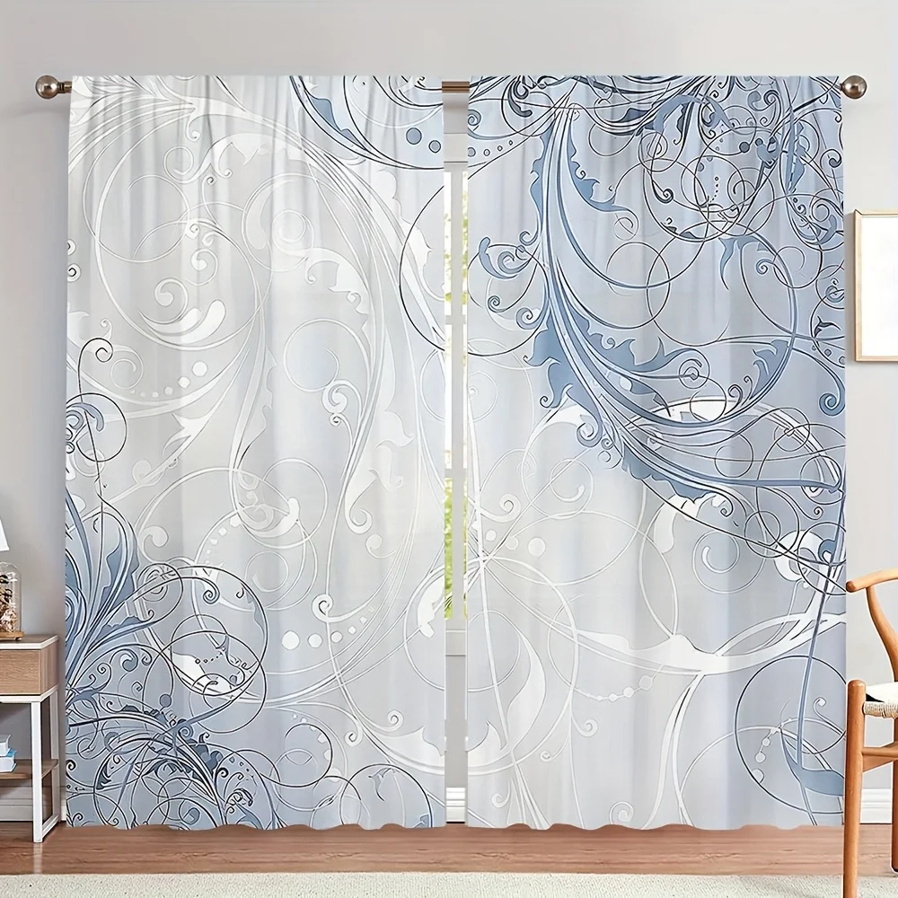 2-piece set of Art Nouveau plant vines with geometric circle printing, pole bag design, suitable for bedrooms and living rooms