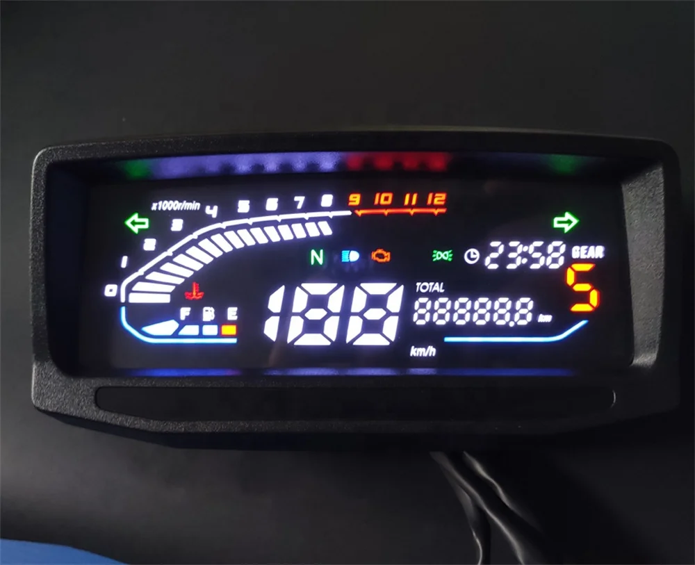 Motorcycle lcd Display Digital Speedometer Tachometer Odometer Fuel Meter