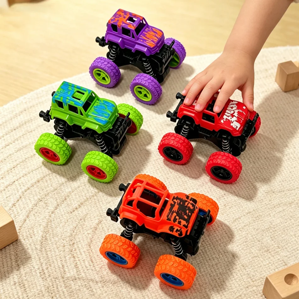 4WD Inertial Off‑Road Car Toy, Super Drop‑Resistant Climbing Car Model Ornament, Beach Racing Toy, Holiday Gift for Kids