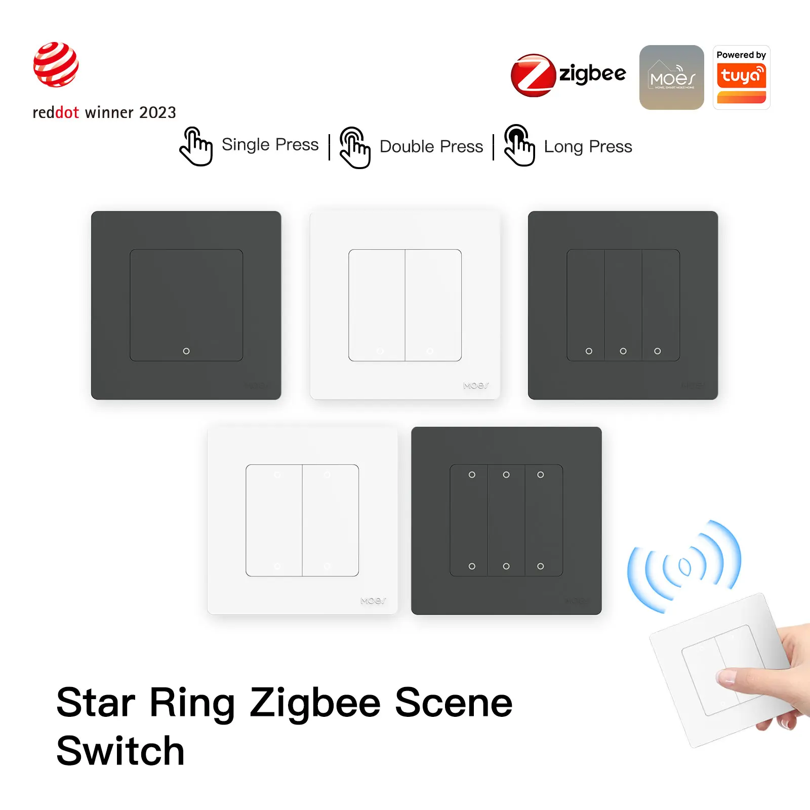 MOES Star Ring Scene Switch 4 way Wall/Hand-held ZigBee3.0 Portable Handle Remote Control Smart Life/MOES APP