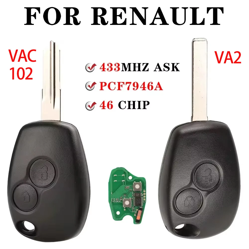 For Renault Clio Modus Kangoo Master Vauxhall Movano Vivaro Primastar NV400 PCF7946A PCF7947A VAC102 Remote Key